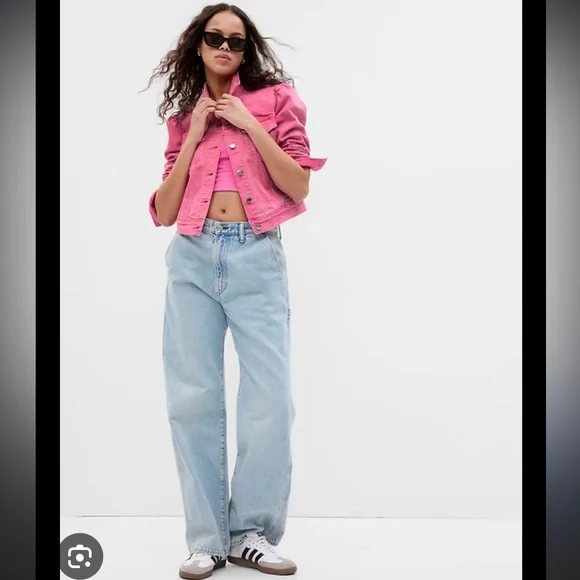 Gap x Barbie Icon Pink Denim Puff Sleeve Jean Jacket